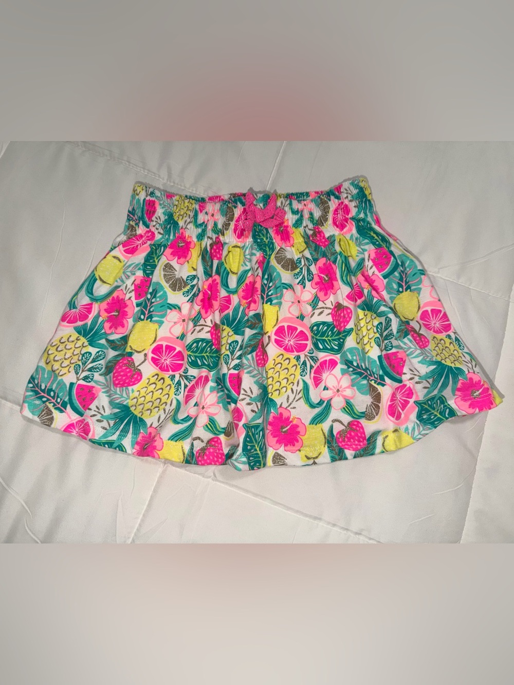 Girls Cynthia Rowley Bright Fruity/floral Pink Yellow Cotton Skort XS 4